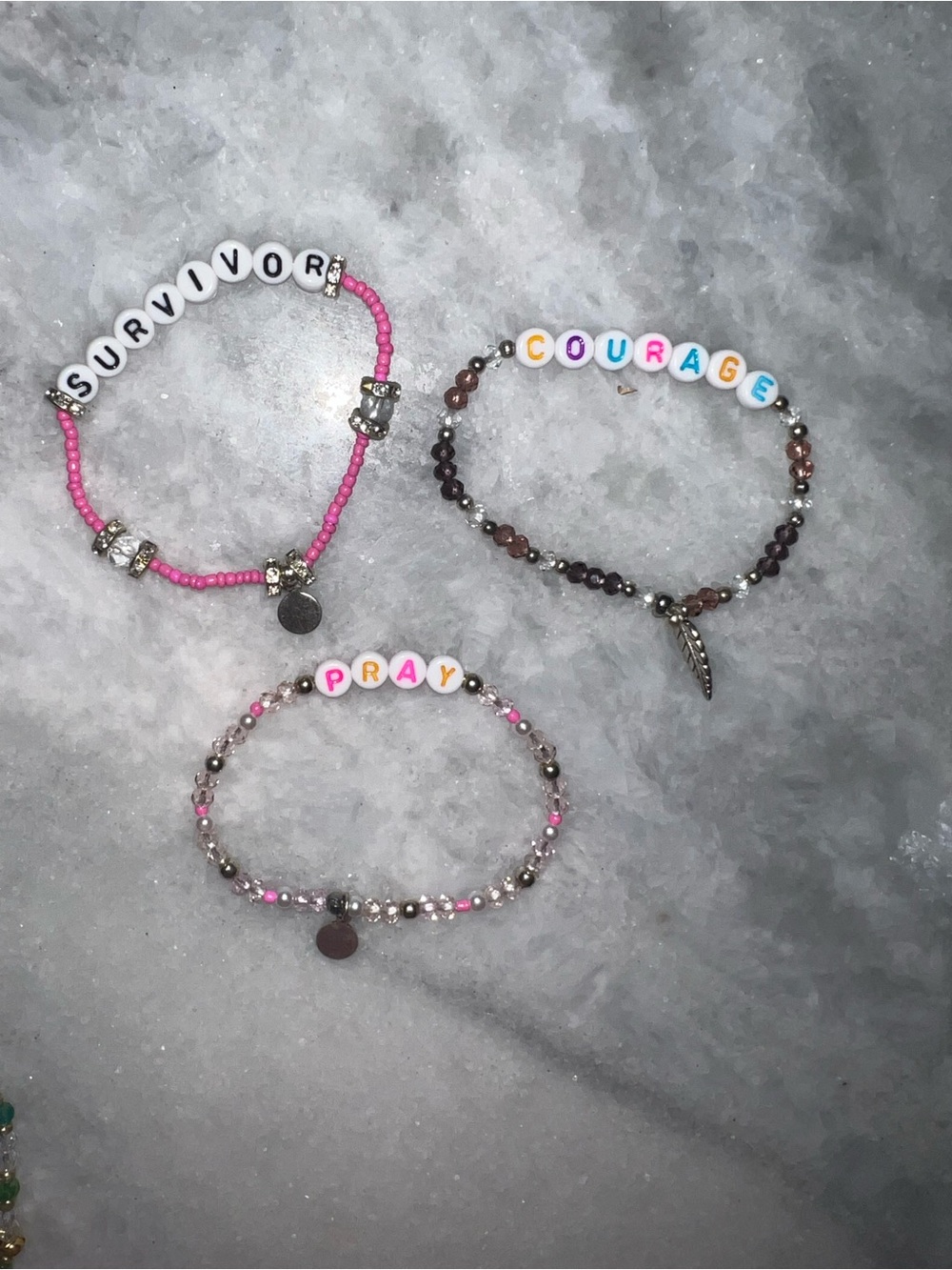 Inspirational Beaded Bracelet - Pink 'Survivor' fight cancer or  gift to friends